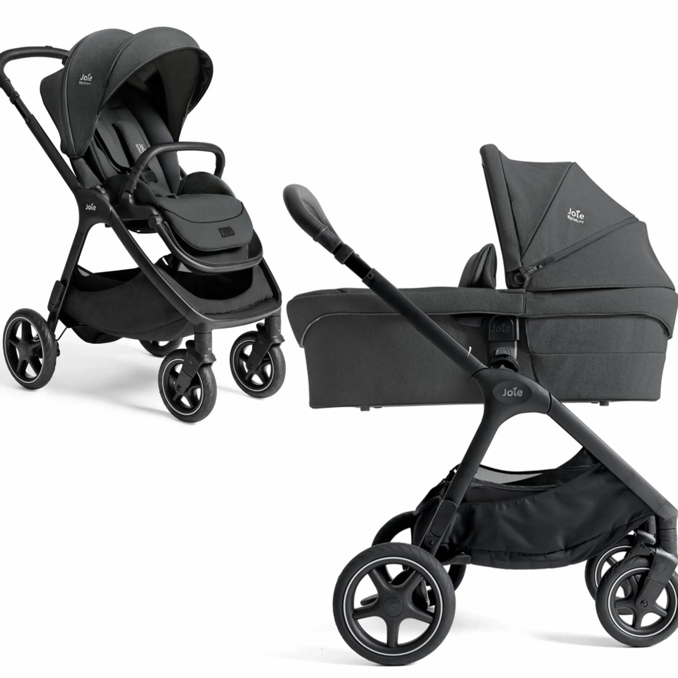 2in1 Kombi-Kinderwagen Finiti bis 22 kg belastbar mit Babywanne Ramble XL, Teleskopschieber, umsetzbare Sitzeinheit, inkl. Adapter & Regenverdeck - Signature - Ebony