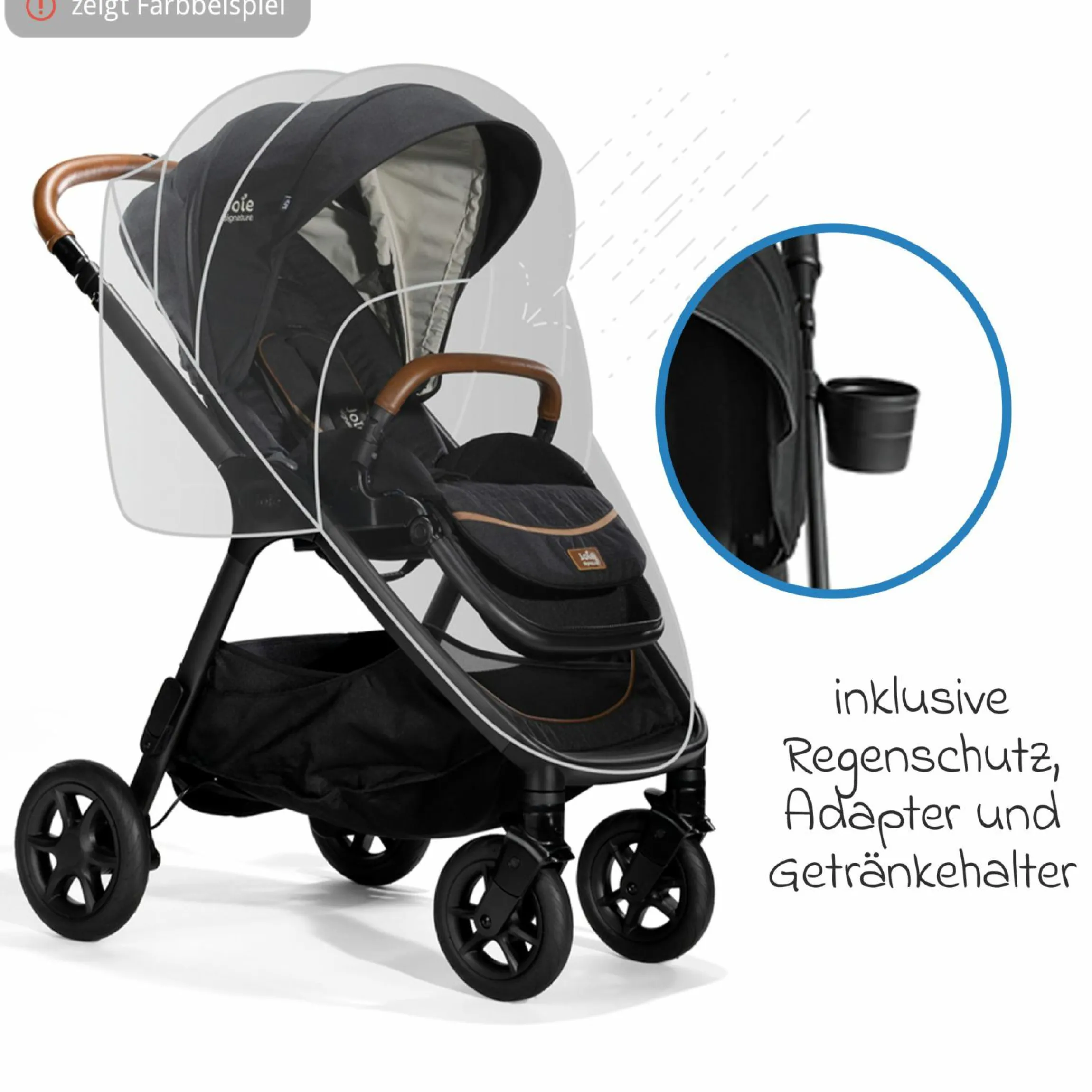 2in1 Kombi-Kinderwagen Finiti bis 22 kg belastbar mit Babywanne Ramble XL, Teleskopschieber, umsetzbare Sitzeinheit, inkl. Adapter & Regenverdeck - Signature - Ebony