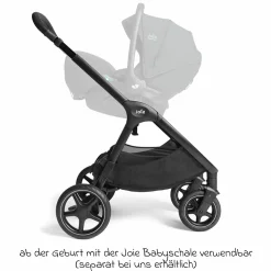 2in1 Kombi-Kinderwagen Finiti bis 22 kg belastbar mit Babywanne Ramble XL, Teleskopschieber, umsetzbare Sitzeinheit, inkl. Adapter & Regenverdeck - Signature - Ebony