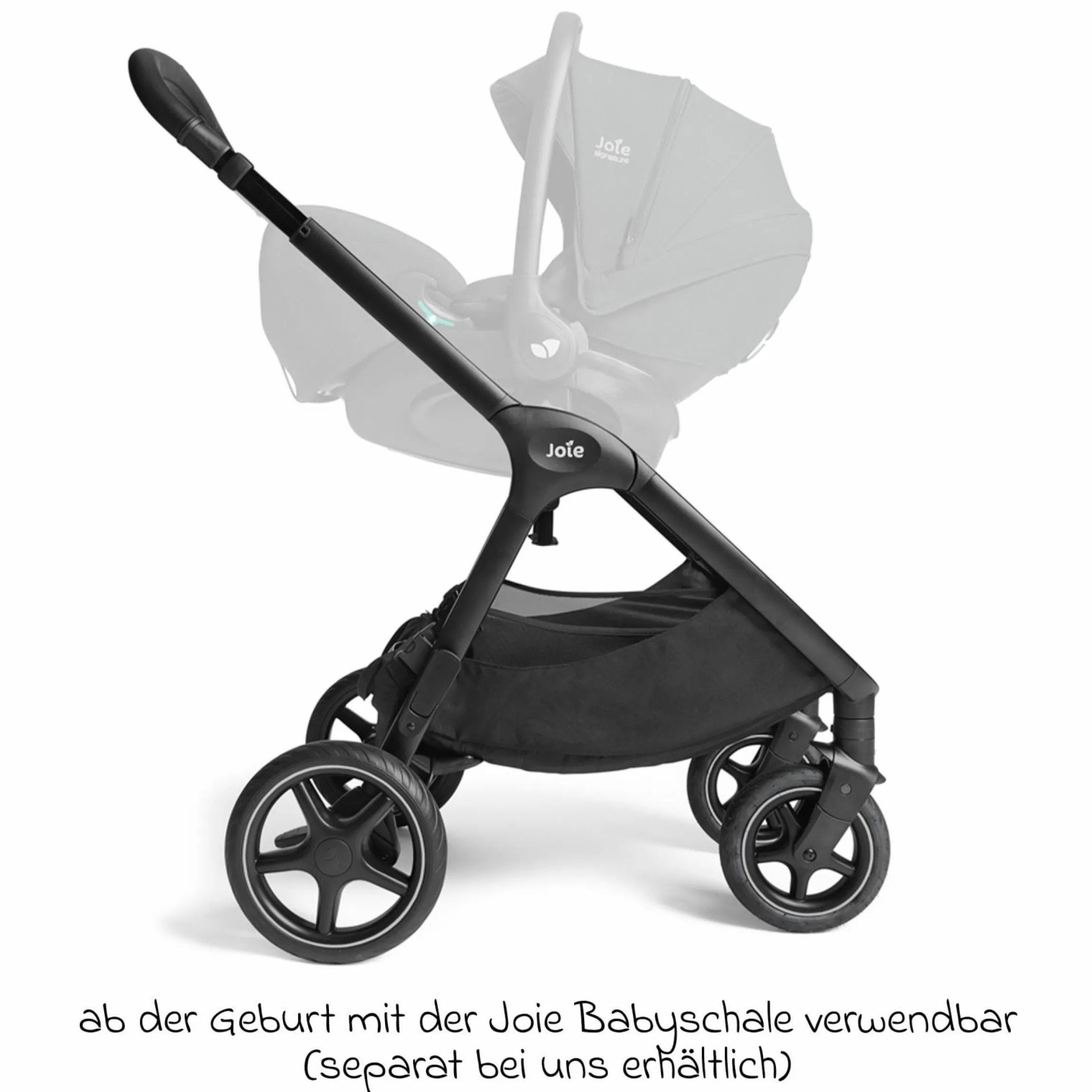2in1 Kombi-Kinderwagen Finiti bis 22 kg belastbar mit Babywanne Ramble XL, Teleskopschieber, umsetzbare Sitzeinheit, inkl. Adapter & Regenverdeck - Signature - Ebony