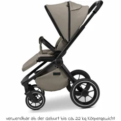 2in1 Kombi-Kinderwagen Resea + bis 22 kg mit Liegeposition, Babywanne, umsetzbare Sitzeinheit & Teleskopschieber - Mud