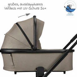 2in1 Kombi-Kinderwagen Resea + bis 22 kg mit Liegeposition, Babywanne, umsetzbare Sitzeinheit & Teleskopschieber - Mud