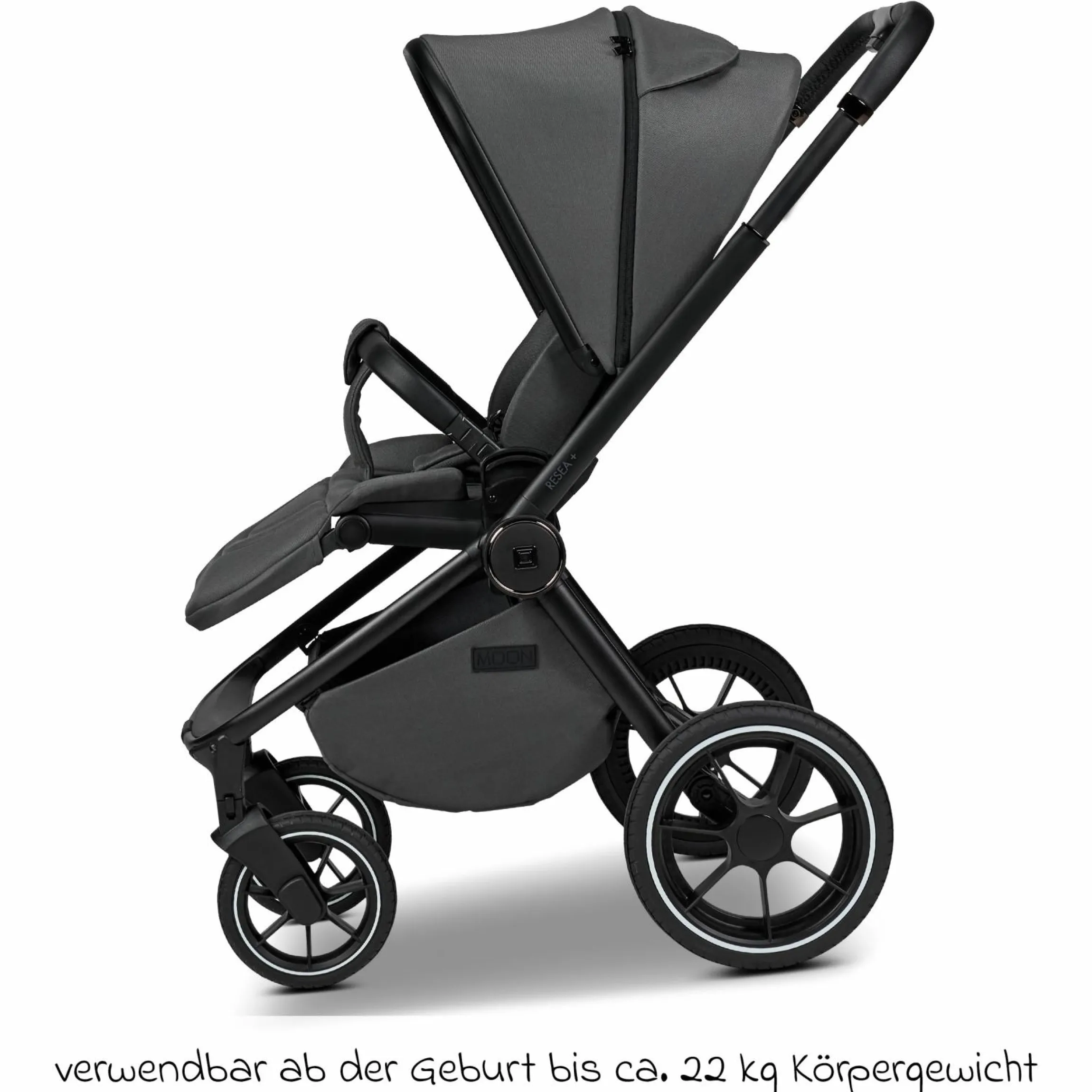 2in1 Kombi-Kinderwagen Resea + bis 22 kg mit Liegeposition, Babywanne, umsetzbare Sitzeinheit & Teleskopschieber - Anthra