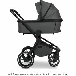 2in1 Kombi-Kinderwagen Resea + bis 22 kg mit Liegeposition, Babywanne, umsetzbare Sitzeinheit & Teleskopschieber - Anthra