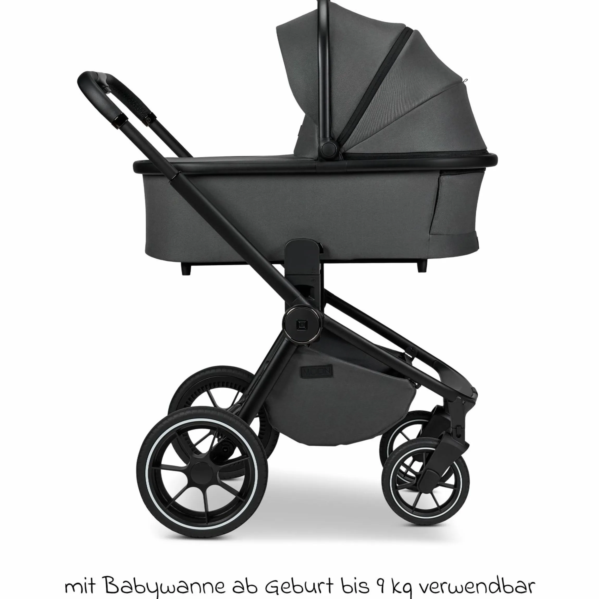 2in1 Kombi-Kinderwagen Resea + bis 22 kg mit Liegeposition, Babywanne, umsetzbare Sitzeinheit & Teleskopschieber - Anthra