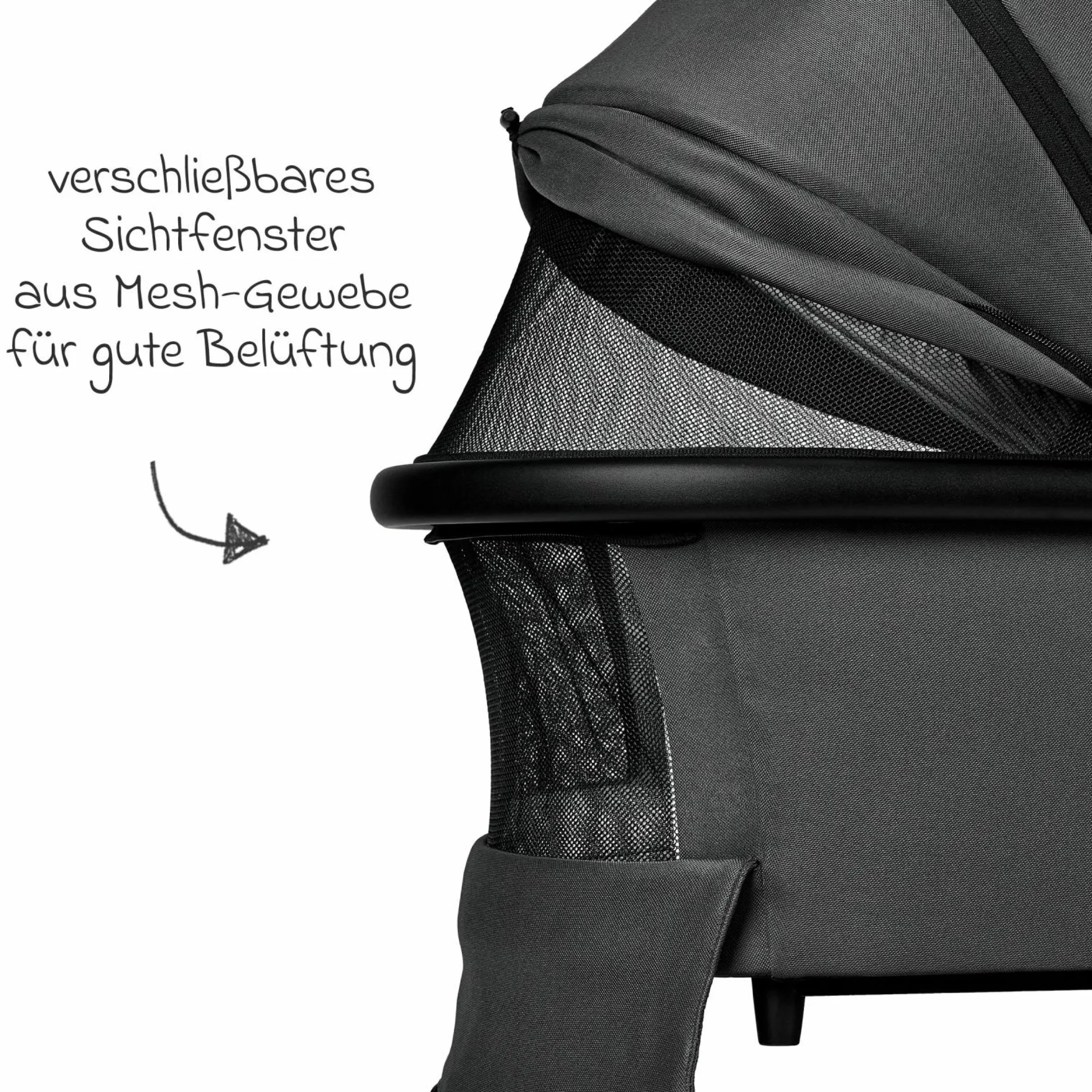 2in1 Kombi-Kinderwagen Resea + bis 22 kg mit Liegeposition, Babywanne, umsetzbare Sitzeinheit & Teleskopschieber - Anthra