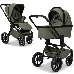 2in1 Kombi-Kinderwagen Resea + bis 22 kg mit Liegeposition, Babywanne, umsetzbare Sitzeinheit & Teleskopschieber - Moss