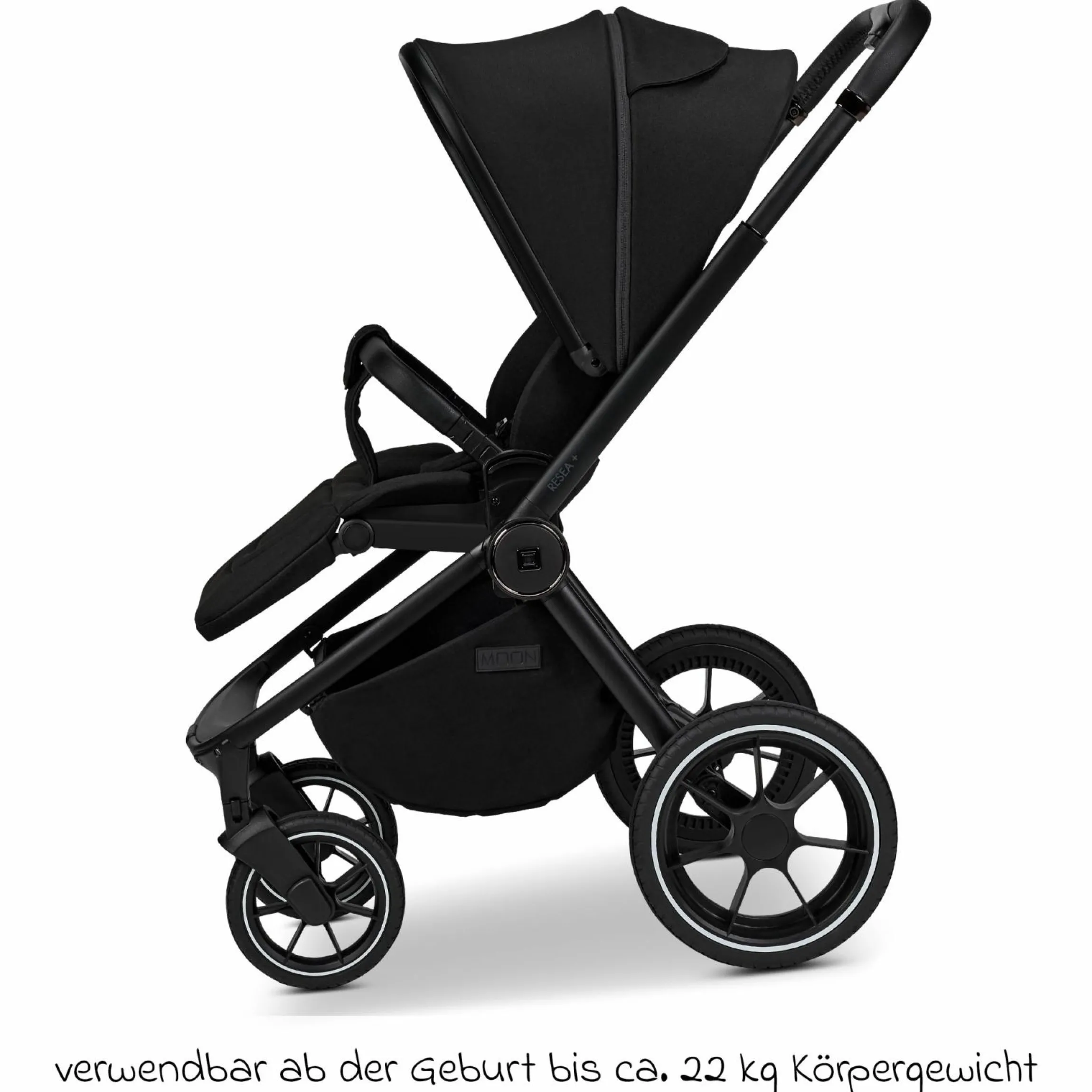 2in1 Kombi-Kinderwagen Resea + bis 22 kg mit Liegeposition, Babywanne, umsetzbare Sitzeinheit & Teleskopschieber - Onyx