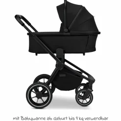 2in1 Kombi-Kinderwagen Resea + bis 22 kg mit Liegeposition, Babywanne, umsetzbare Sitzeinheit & Teleskopschieber - Onyx