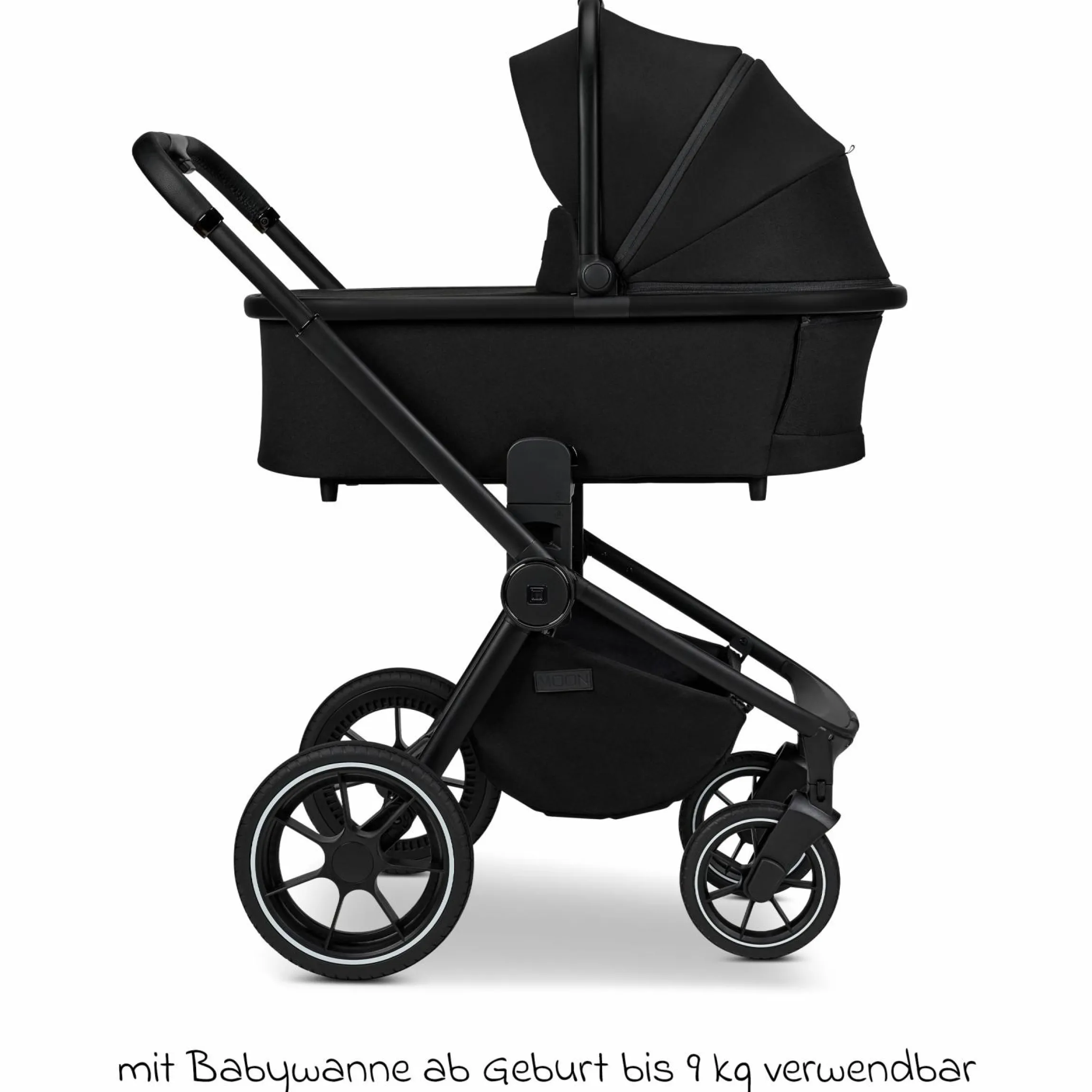 2in1 Kombi-Kinderwagen Resea + bis 22 kg mit Liegeposition, Babywanne, umsetzbare Sitzeinheit & Teleskopschieber - Onyx