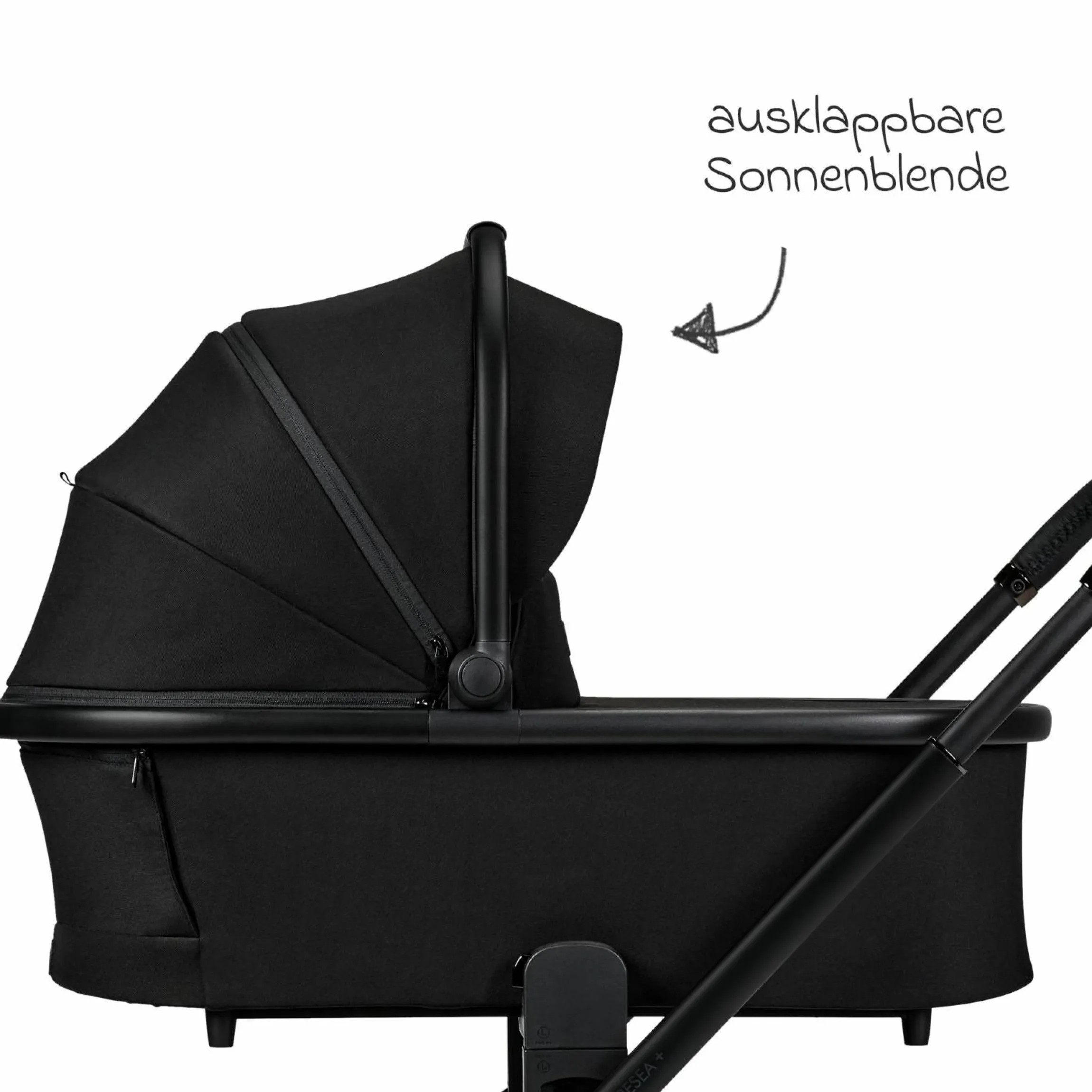 2in1 Kombi-Kinderwagen Resea + bis 22 kg mit Liegeposition, Babywanne, umsetzbare Sitzeinheit & Teleskopschieber - Onyx