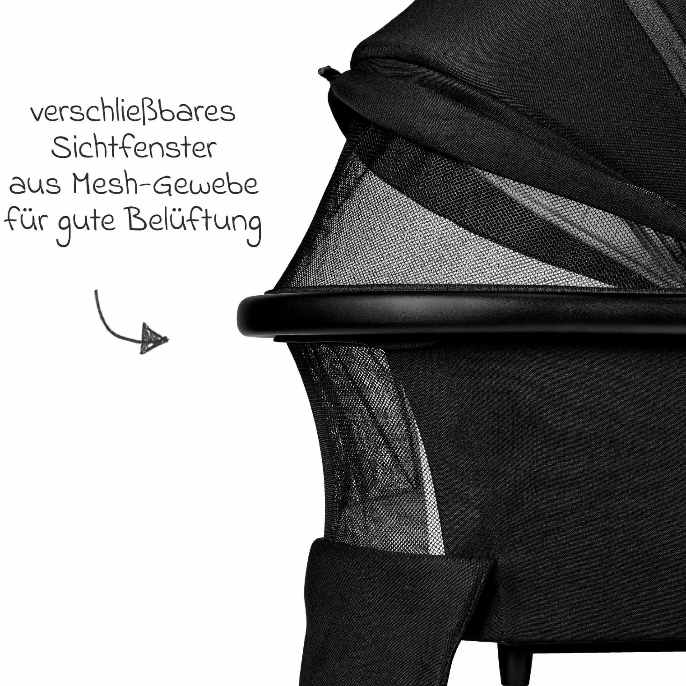 2in1 Kombi-Kinderwagen Resea + bis 22 kg mit Liegeposition, Babywanne, umsetzbare Sitzeinheit & Teleskopschieber - Onyx
