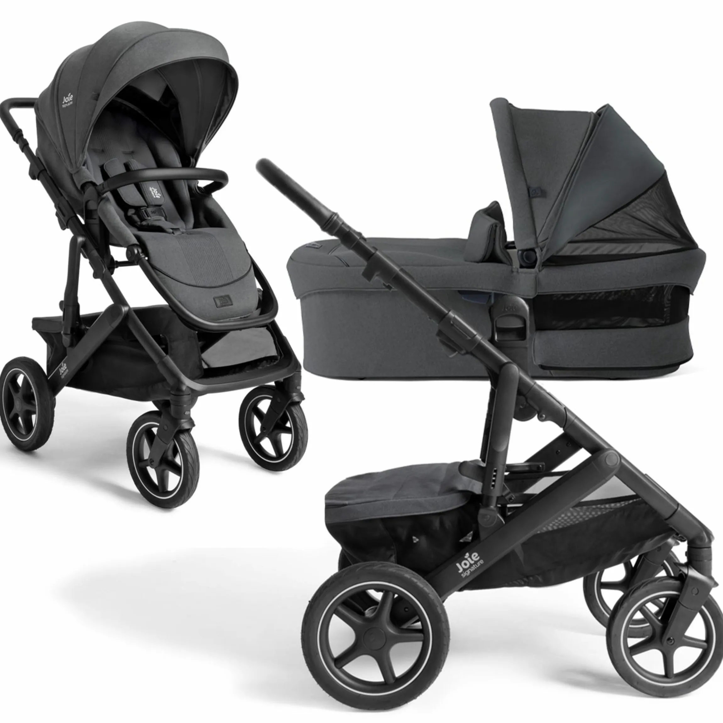 2in1 Kombi-Kinderwagen Vinca bis 22 kg belastbar mit Babywanne Ramble Xl, Teleskopschieber, umsetzbare Sitzeinheit, inkl. Adapter & Regenverdeck - Signature - Ebony