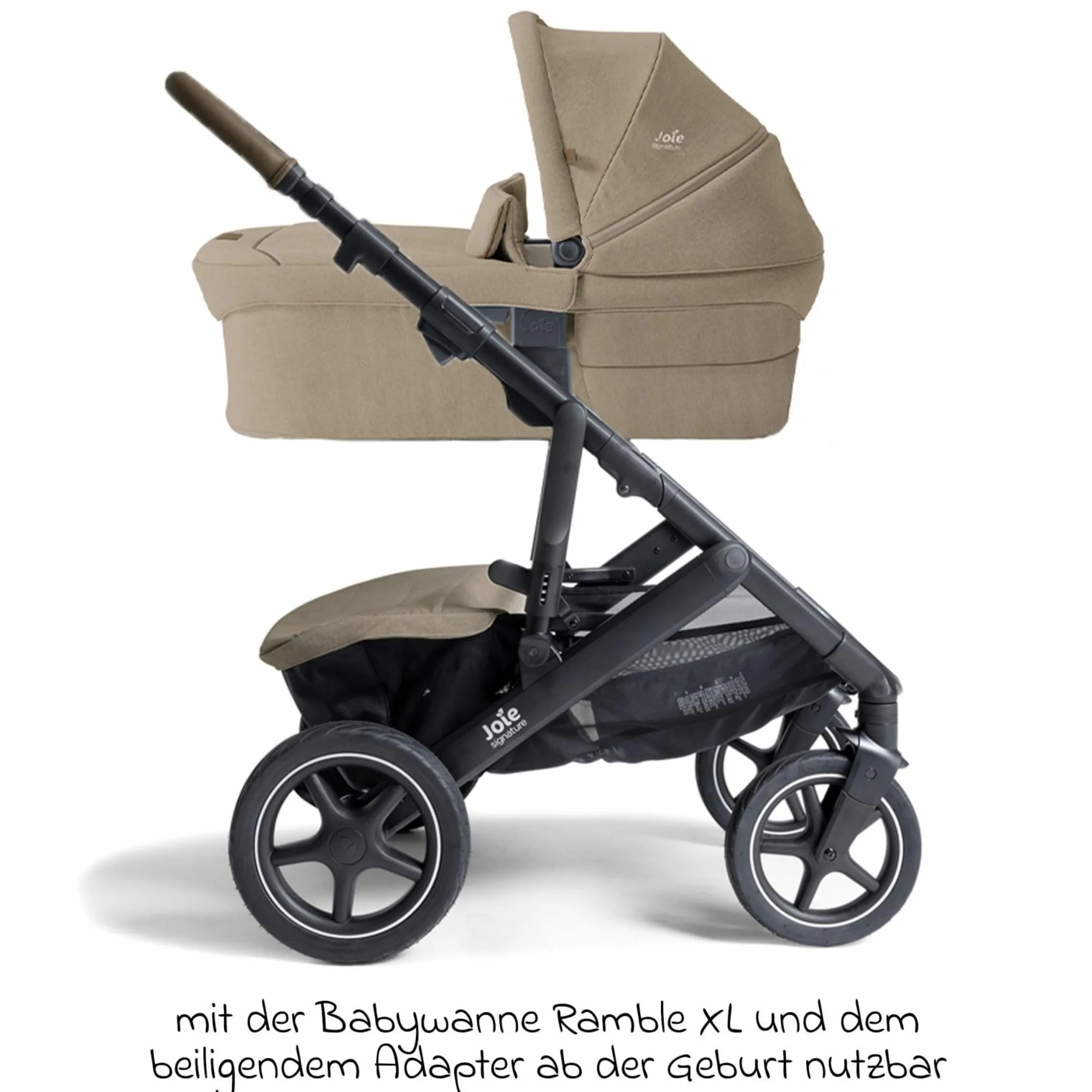 2in1 Kombi-Kinderwagen Vinca bis 22 kg belastbar mit Babywanne Ramble Xl, Teleskopschieber, umsetzbare Sitzeinheit, inkl. Adapter & Regenverdeck - Signature - Sandstone