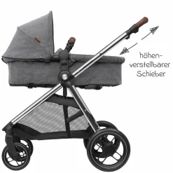 2-in-1 Kombi-Kinderwagen Zelia³ verwendbarer Sitz & Wanne in einem, verstellbarer Schieber, 22 kg - Luxe Twillic Grey - Kollektion 2025