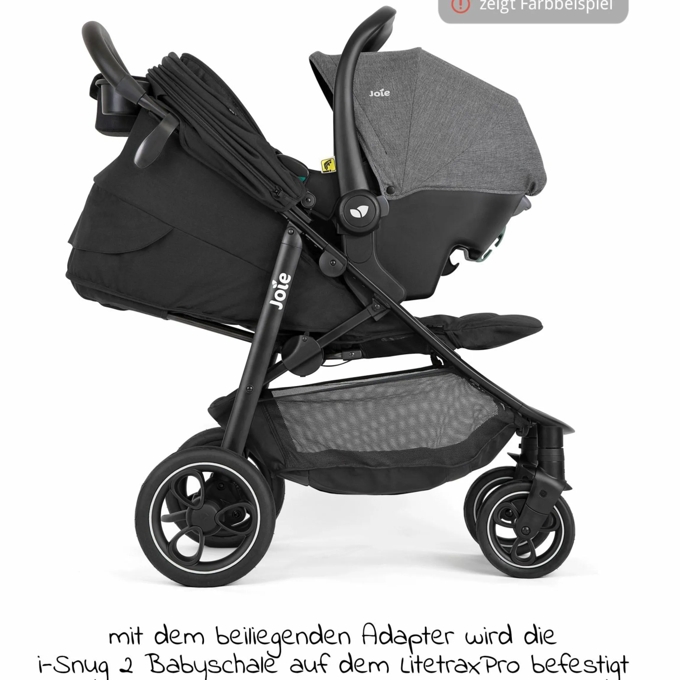 4in1 Kombi-Kinderwagen-Set Litetrax Pro bis 22 kg belastbar mit Schieber-Ablagefach, Babyschale i-Snug 2, Babywanne Ramble, Adapter, Isofix-Basis & Zubehör Paket - Pebble - Kollektion 2025