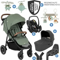 4in1 Kombi-Kinderwagen-Set Litetrax Pro bis 22 kg belastbar mit Babywanne Ramble, Babyschale Pebble Pro, Isofix-Basis, Activity-Trapez, Schmusetuch, Greifling, Adapter & Zubehörpaket - Laurel - Kollektion 2025