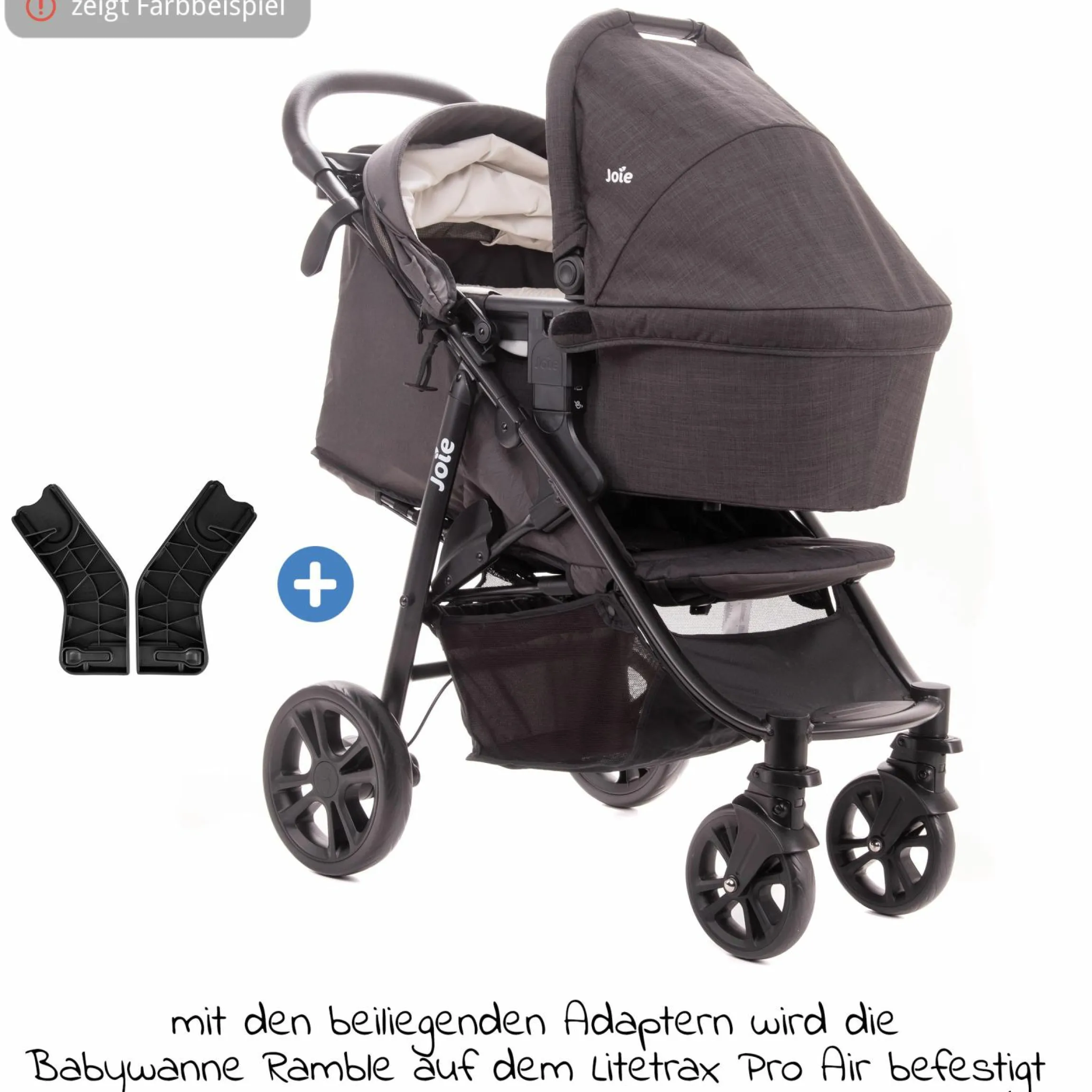 2in1 Kombi-Kinderwagen-Set Litetrax Pro Air bis 22 kg belastbar mit Luftreifen, Schieber-Ablagefach, Babywanne Ramble, Adapter & Zubehör Paket - Shale - Kollektion 2025