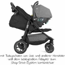 2in1 Kombi-Kinderwagen-Set Litetrax Pro Air bis 22 kg belastbar mit Luftreifen, Schieber-Ablagefach, Babywanne Ramble, Adapter & Zubehör Paket - Shale - Kollektion 2025