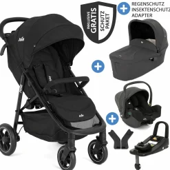 4in1 Kombi-Kinderwagen-Set Litetrax bis 22 kg belastbar mit Schieber-Ablagefach, Babyschale i-Snug 2, Babywanne Ramble, Adapter, Isofix-Basis & Zubehör Paket - Shale - Kollektion 2025