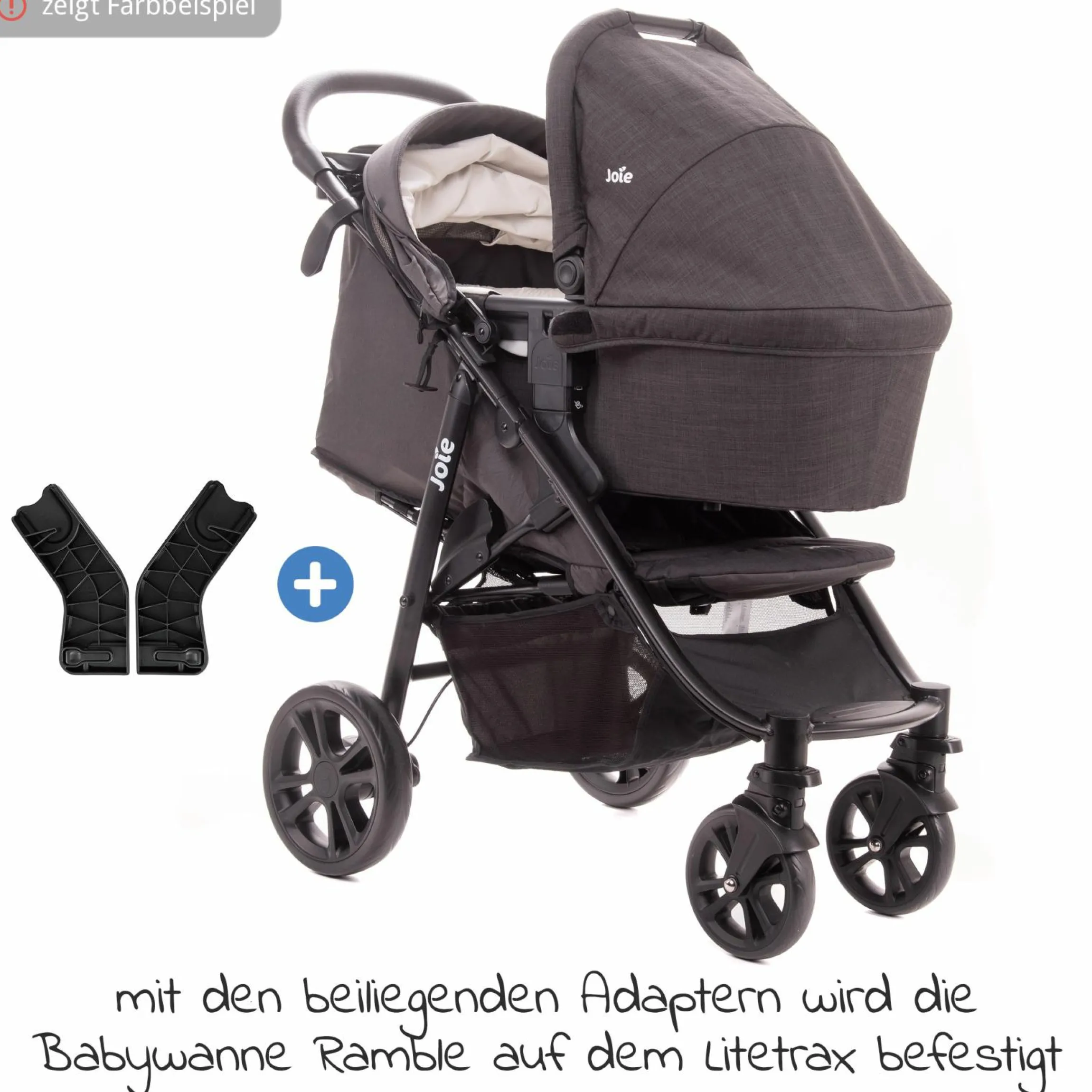 4in1 Kombi-Kinderwagen-Set Litetrax bis 22 kg belastbar mit Schieber-Ablagefach, Babyschale i-Snug 2, Babywanne Ramble, Adapter, Isofix-Basis & Zubehör Paket - Shale - Kollektion 2025