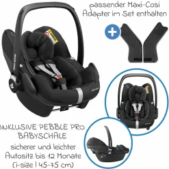 4in1 Kombi-Kinderwagen-Set Litetrax Pro bis 22 kg belastbar mit Babywanne Ramble, Babyschale Pebble Pro, Isofix-Basis, Activity-Trapez, Schmusetuch, Greifling, Adapter & Zubehörpaket - Pebble - Kollektion 2025