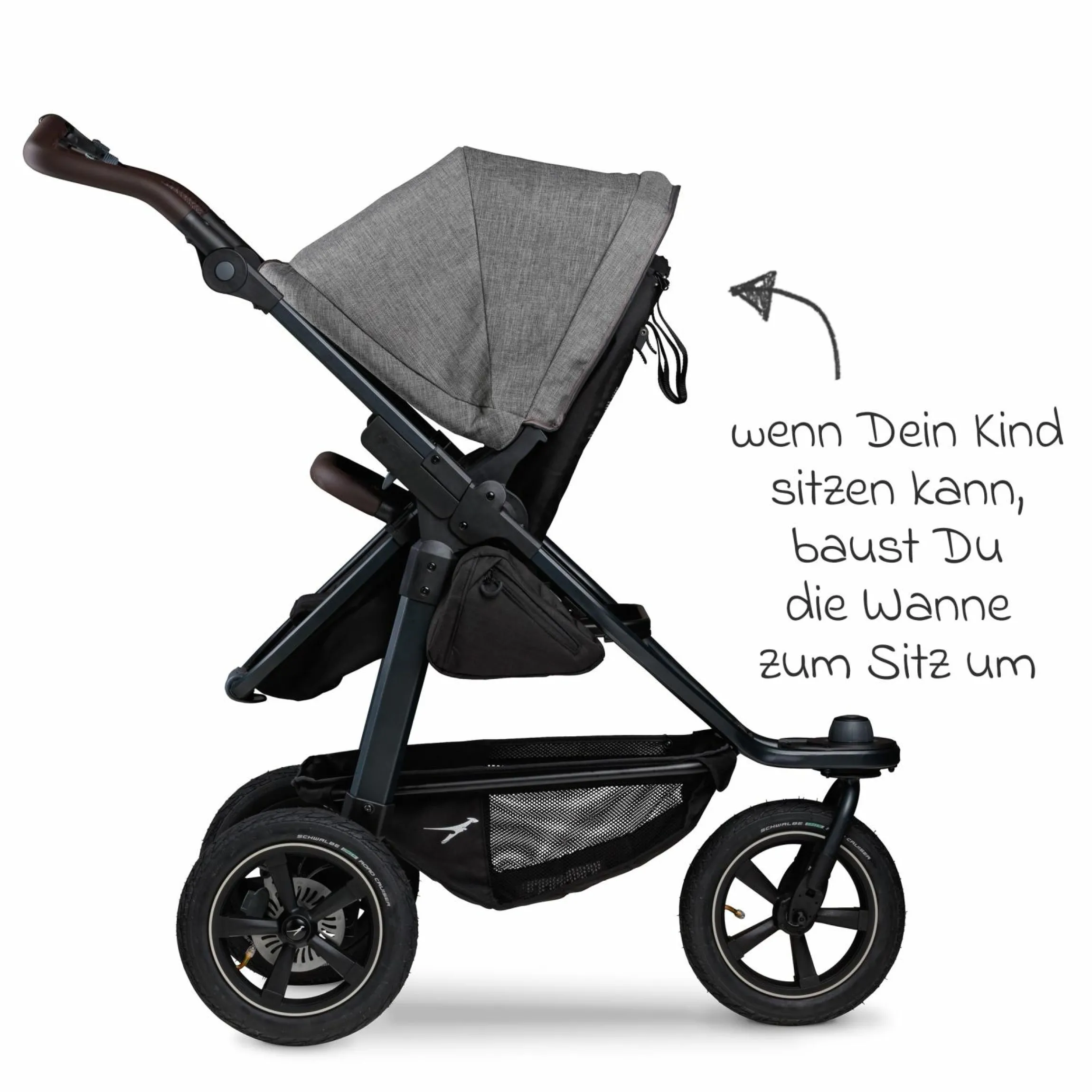 3in1 Kombi-Kinderwagen-Set Mono 2 mit Luftreifen inkl. Kombi-Einheit (Babywanne+Sitz) mit Liegeposition, Babyschale Pebble Pro & XXL Zubehörpaket - Premium Grau