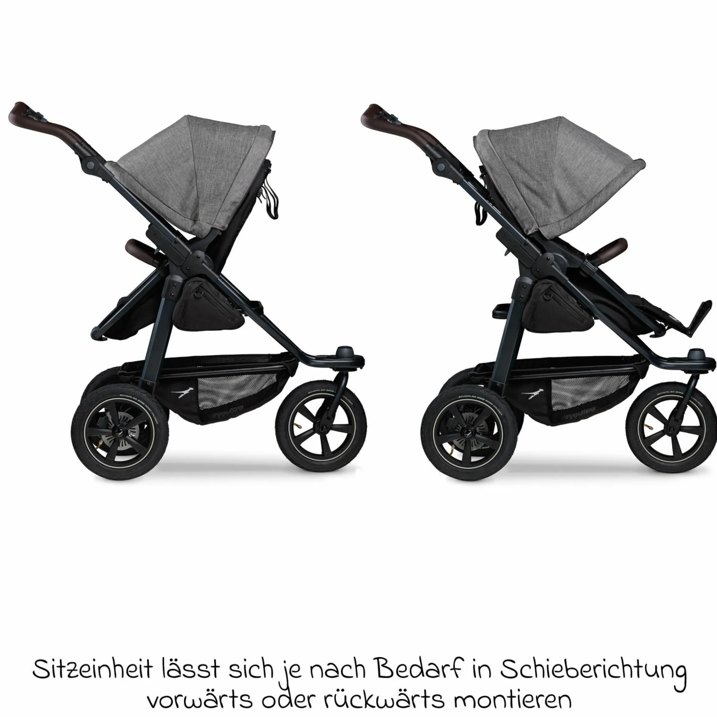 3in1 Kombi-Kinderwagen-Set Mono 2 mit Luftreifen inkl. Kombi-Einheit (Babywanne+Sitz) mit Liegeposition, Babyschale Pebble Pro & XXL Zubehörpaket - Premium Grau