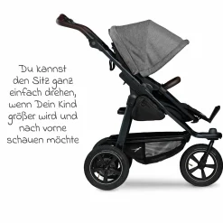 3in1 Kombi-Kinderwagen-Set Mono 2 mit Luftreifen inkl. Kombi-Einheit (Babywanne+Sitz) mit Liegeposition, Babyschale Pebble Pro & XXL Zubehörpaket - Premium Grau