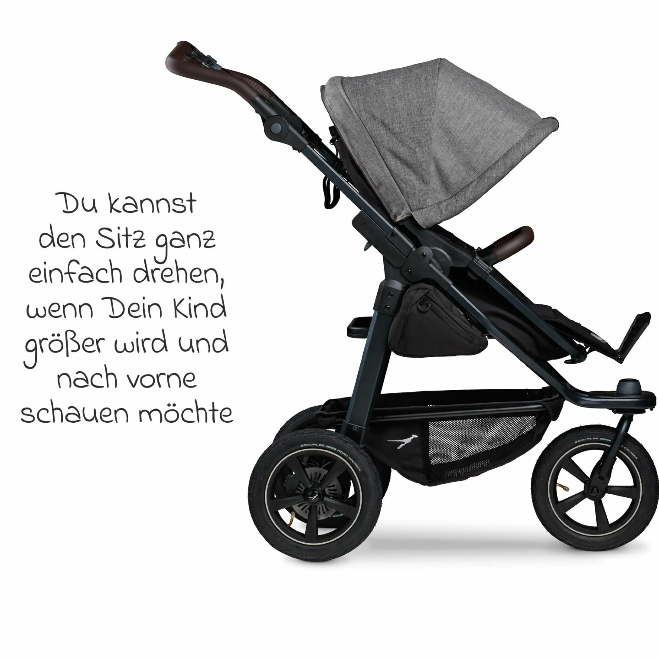 3in1 Kombi-Kinderwagen-Set Mono 2 mit Luftreifen inkl. Kombi-Einheit (Babywanne+Sitz) mit Liegeposition, Babyschale Pebble Pro & XXL Zubehörpaket - Premium Grau