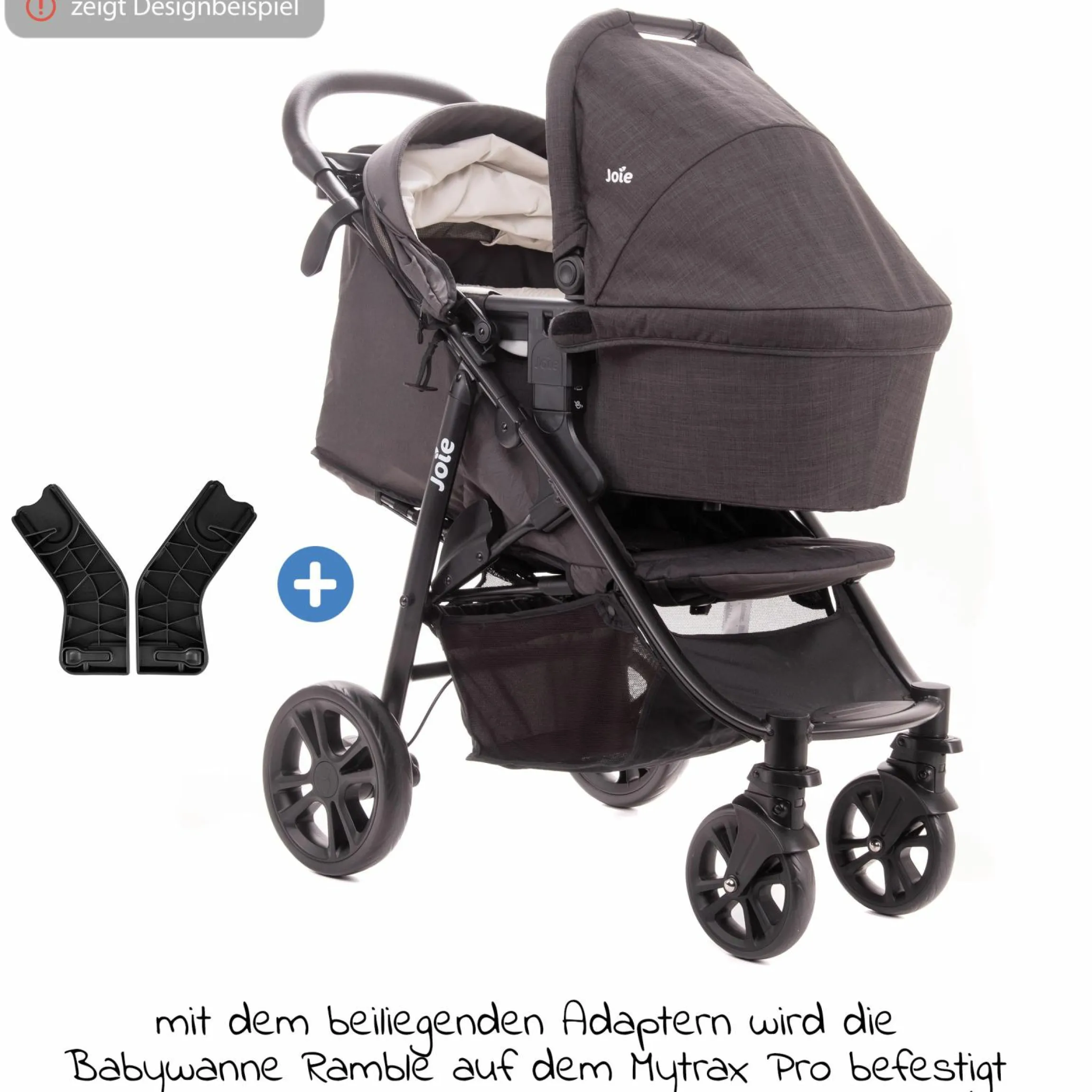 2in1 Kombi-Kinderwagen-Set Mytrax Pro bis 22 kg belastbar mit Teleskopschieber, Getränkehalter, Babywanne Ramble, Adapter & Zubehör Paket - Shale - Kollektion 2025