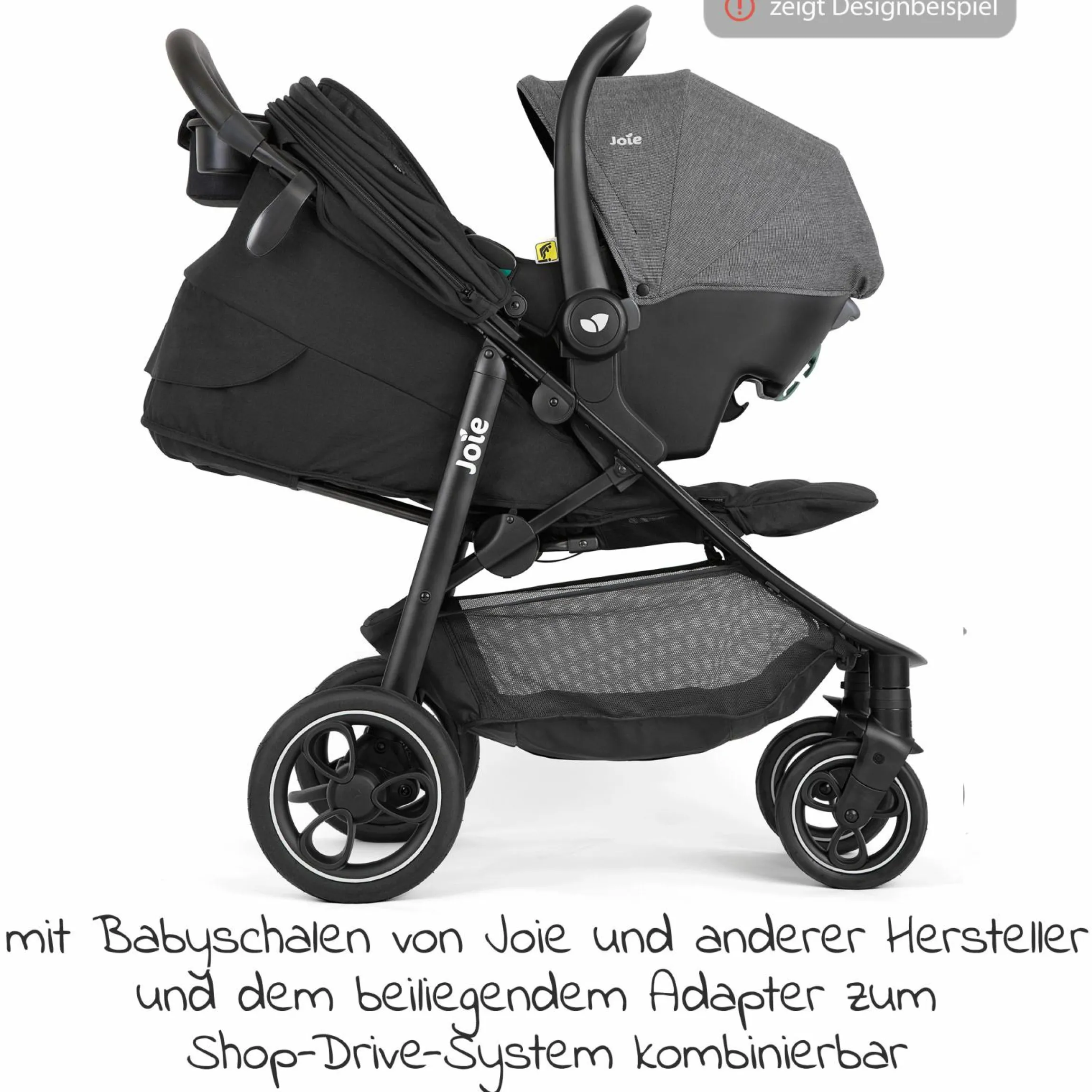 2in1 Kombi-Kinderwagen-Set Mytrax Pro bis 22 kg belastbar mit Teleskopschieber, Getränkehalter, Babywanne Ramble, Adapter & Zubehör Paket - Shale - Kollektion 2025