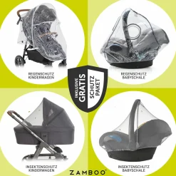 4in1 Kombi-Kinderwagen-Set Mytrax Pro bis 22 kg belastbar mit Babywanne Ramble, Babyschale Pebble Pro, Isofix-Basis, Activity-Trapez, Schmusetuch, Greifling, Adapter & Zubehörpaket - Cycle Collection - Shell Gray - Kollektion 2025