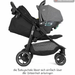 4in1 Kombi-Kinderwagen-Set Mytrax Pro bis 22 kg belastbar mit Babywanne Ramble, Babyschale Pebble Pro, Isofix-Basis, Activity-Trapez, Schmusetuch, Greifling, Adapter & Zubehörpaket - Cycle Collection - Shell Gray - Kollektion 2025