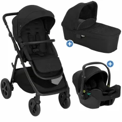 3in1 Kombi-Kinderwagen-Set Near2Me DLX bis 22 kg belastbar mit Babywanne, Babyschale SnugLite & Regenschutz - Midnight - Kollektion 2025
