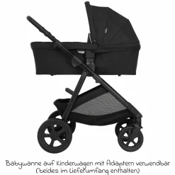 3in1 Kombi-Kinderwagen-Set Near2Me DLX bis 22 kg belastbar mit Babywanne, Babyschale SnugLite & Regenschutz - Midnight - Kollektion 2025