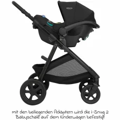 3in1 Kombi-Kinderwagen-Set Near2Me DLX bis 22 kg belastbar mit Babywanne, Babyschale SnugLite & Regenschutz - Midnight - Kollektion 2025