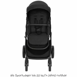 3in1 Kombi-Kinderwagen-Set Near2Me DLX bis 22 kg belastbar mit Babywanne, Babyschale SnugLite & Regenschutz - Midnight - Kollektion 2025