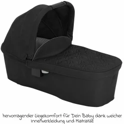 3in1 Kombi-Kinderwagen-Set Near2Me DLX bis 22 kg belastbar mit Babywanne, Babyschale SnugLite & Regenschutz - Midnight - Kollektion 2025