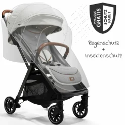 2in1 Kombi-Kinderwagen-Set Parcel bis 22 kg belastbar mit Liegefunktion, Babywanne Ramble XL, Adapter, Regenschutz, Insektenschutz & Transporttasche - Signature - Oyster