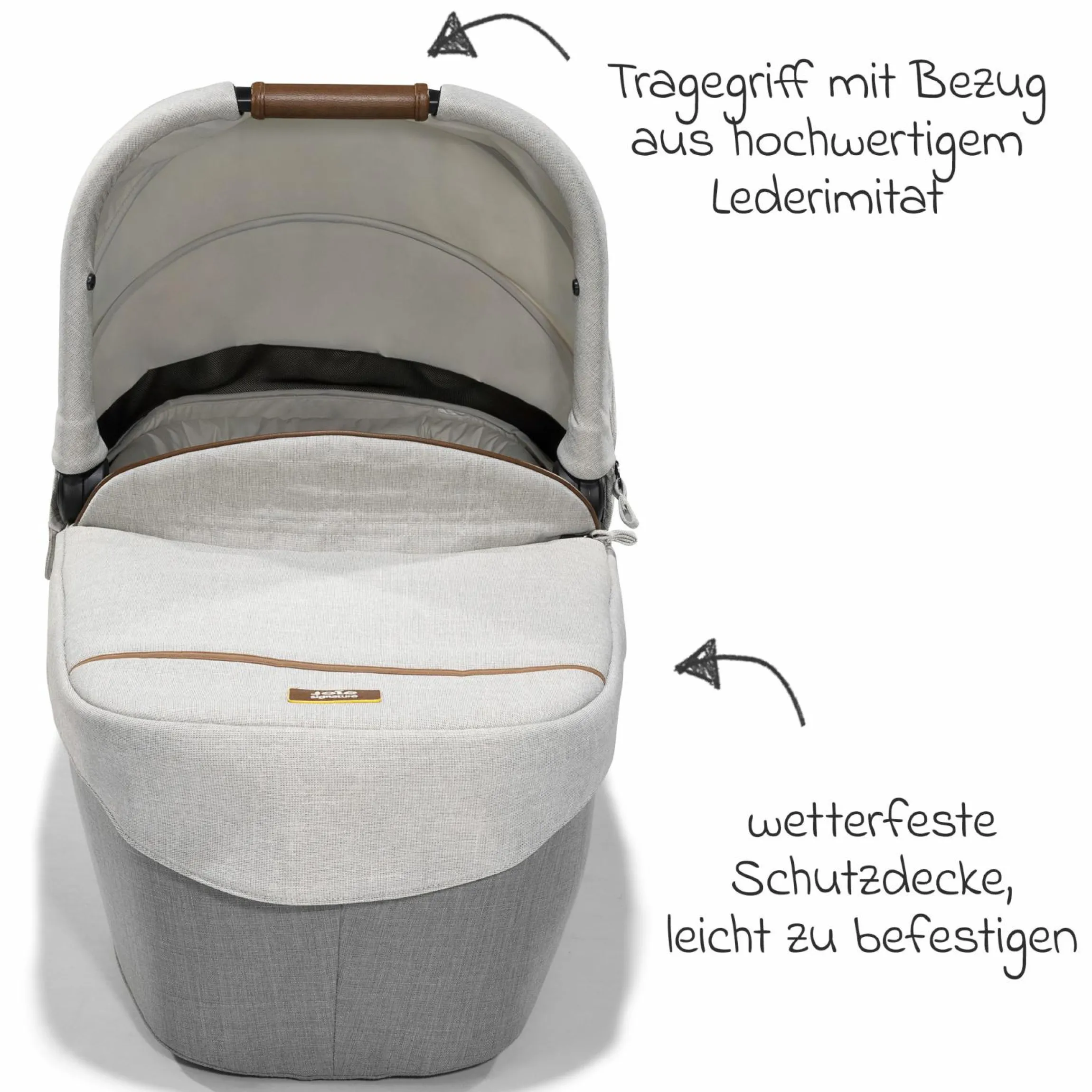 2in1 Kombi-Kinderwagen-Set Parcel bis 22 kg belastbar mit Liegefunktion, Babywanne Ramble XL, Adapter, Regenschutz, Insektenschutz & Transporttasche - Signature - Oyster