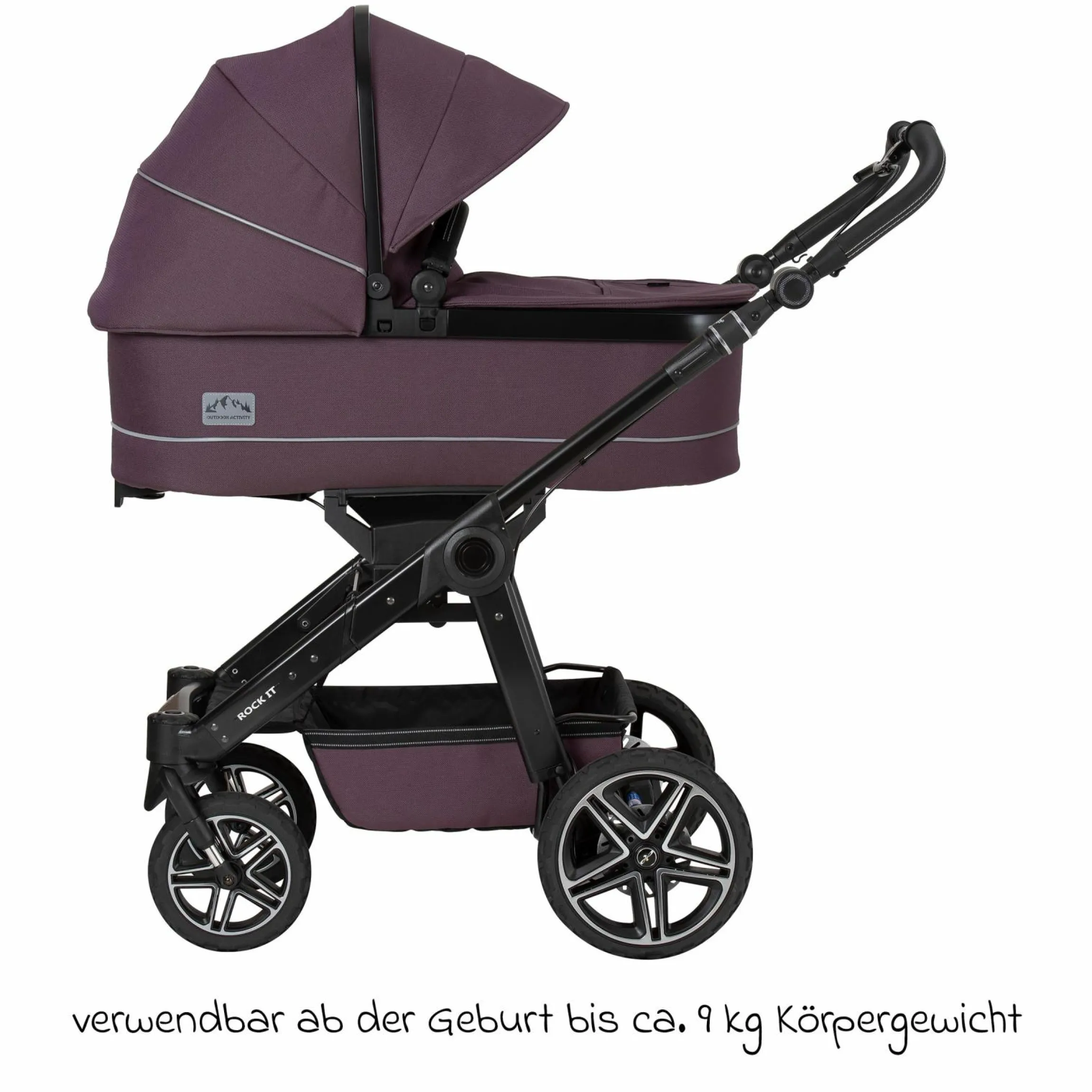 2in1 Kombi-Kinderwagen-Set Rock IT GTR Outdoor bis 22 kg belastbar mit Knickschieber, Handbremse, Sportsitz, Falttasche Premium & Regenschutz - Amethyst - Kollektion 2024