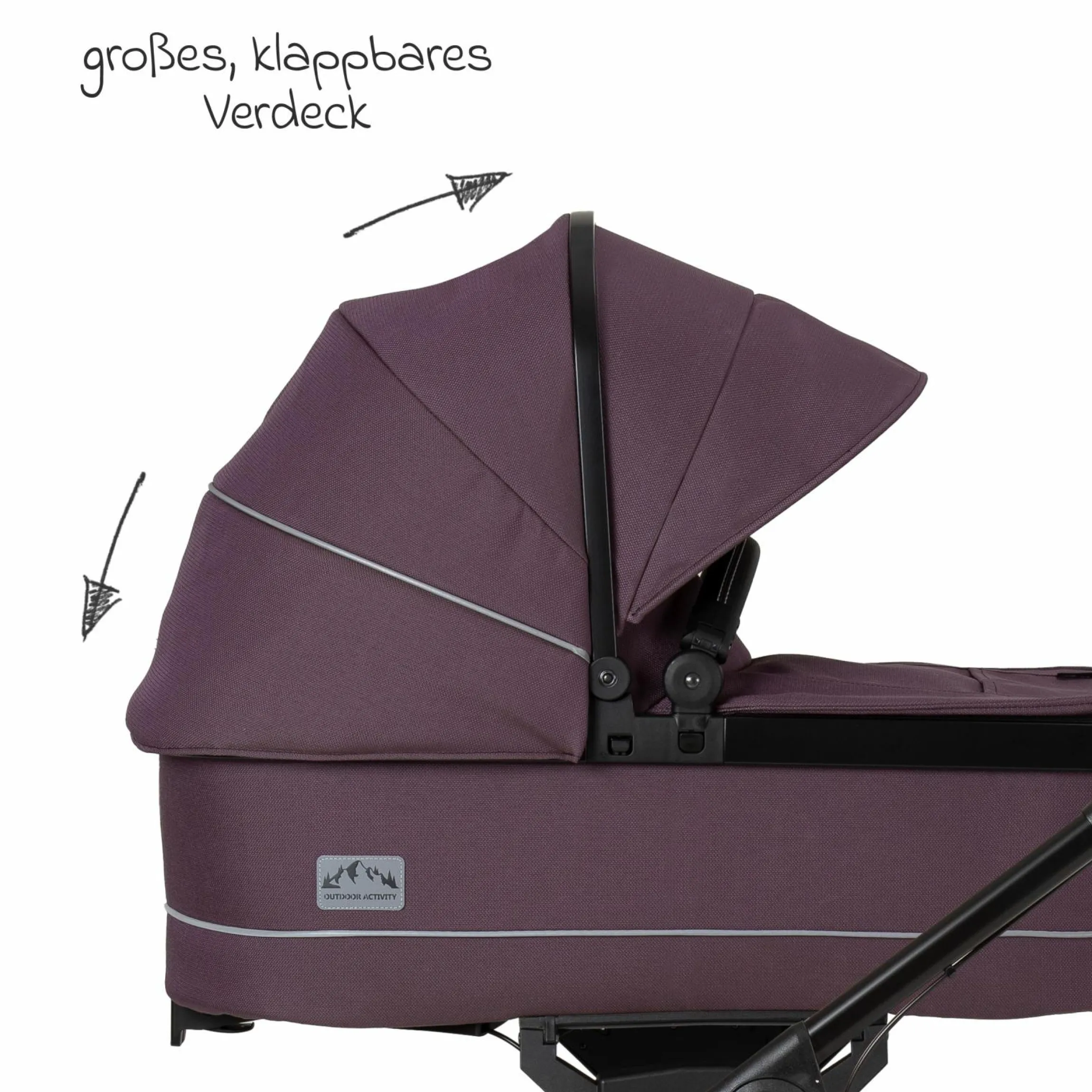 2in1 Kombi-Kinderwagen-Set Rock IT GTR Outdoor bis 22 kg belastbar mit Knickschieber, Handbremse, Sportsitz, Falttasche Premium & Regenschutz - Amethyst - Kollektion 2024