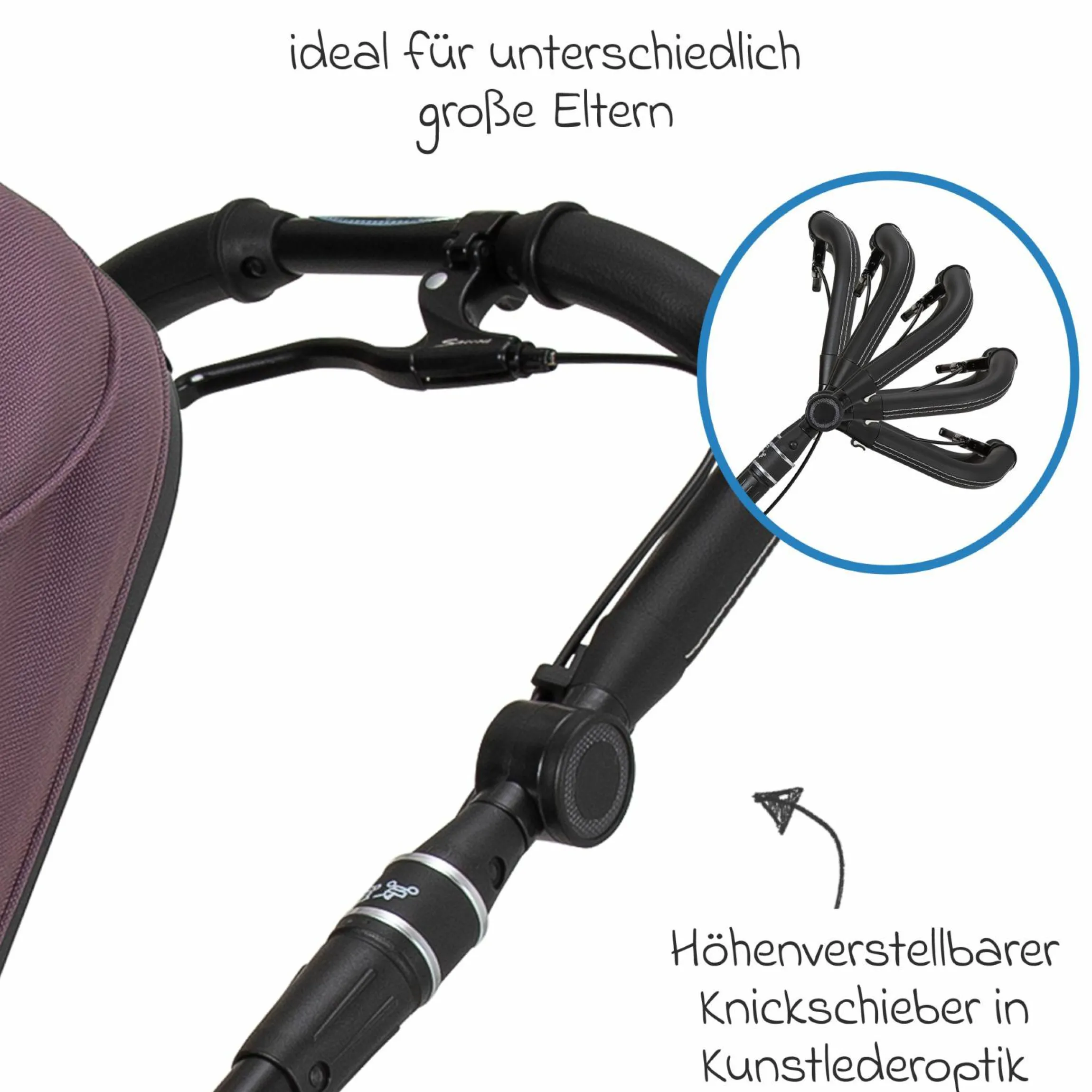 2in1 Kombi-Kinderwagen-Set Rock IT GTR Outdoor bis 22 kg belastbar mit Knickschieber, Handbremse, Sportsitz, Falttasche Premium & Regenschutz - Amethyst - Kollektion 2024
