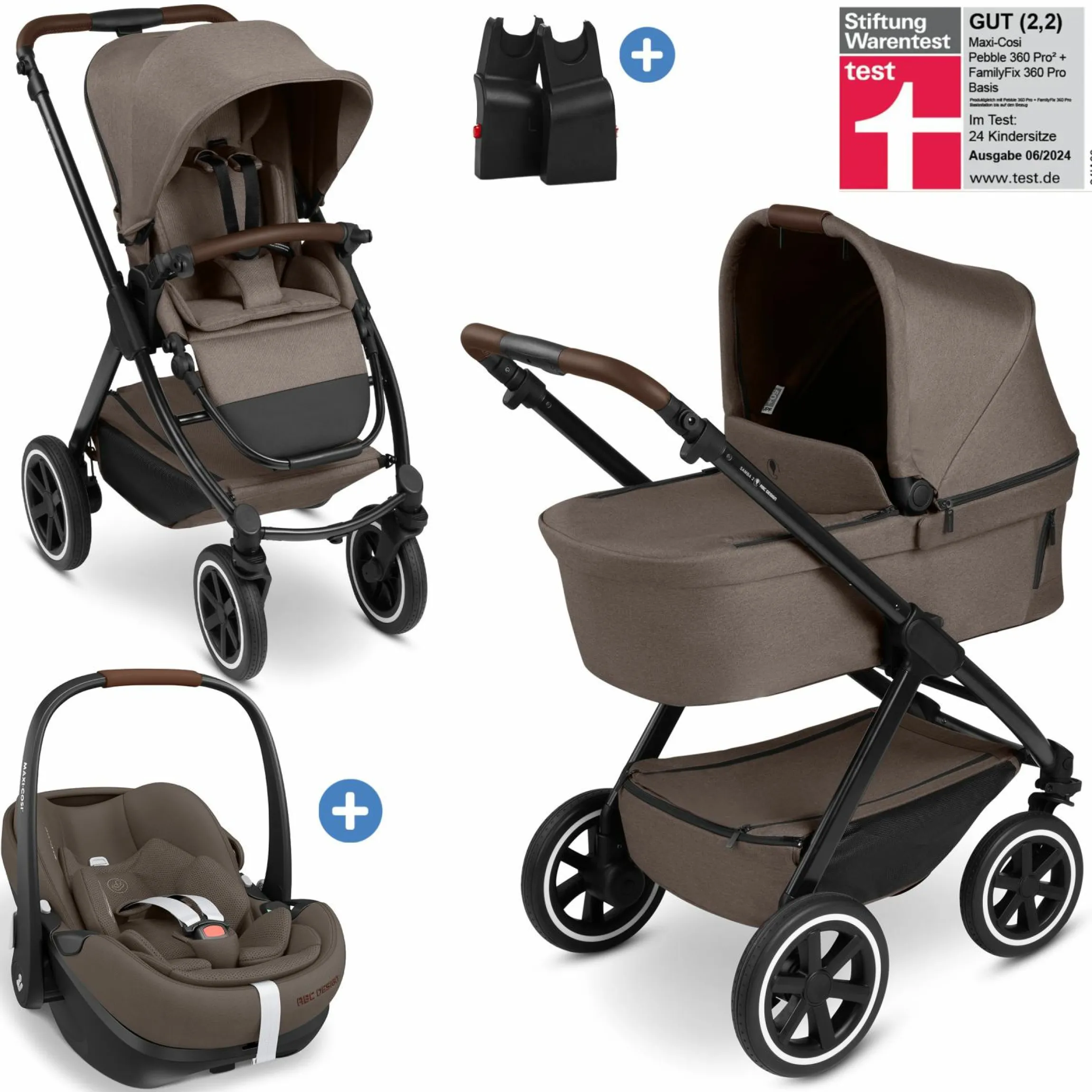 3in1 Kombi-Kinderwagen-Set Samba 2 All in One Set inkl. Maxi Cosi Pebble Pro2, Babywanne, Sportsitz, Adapter - Pure - Nature - Kollektion 2025