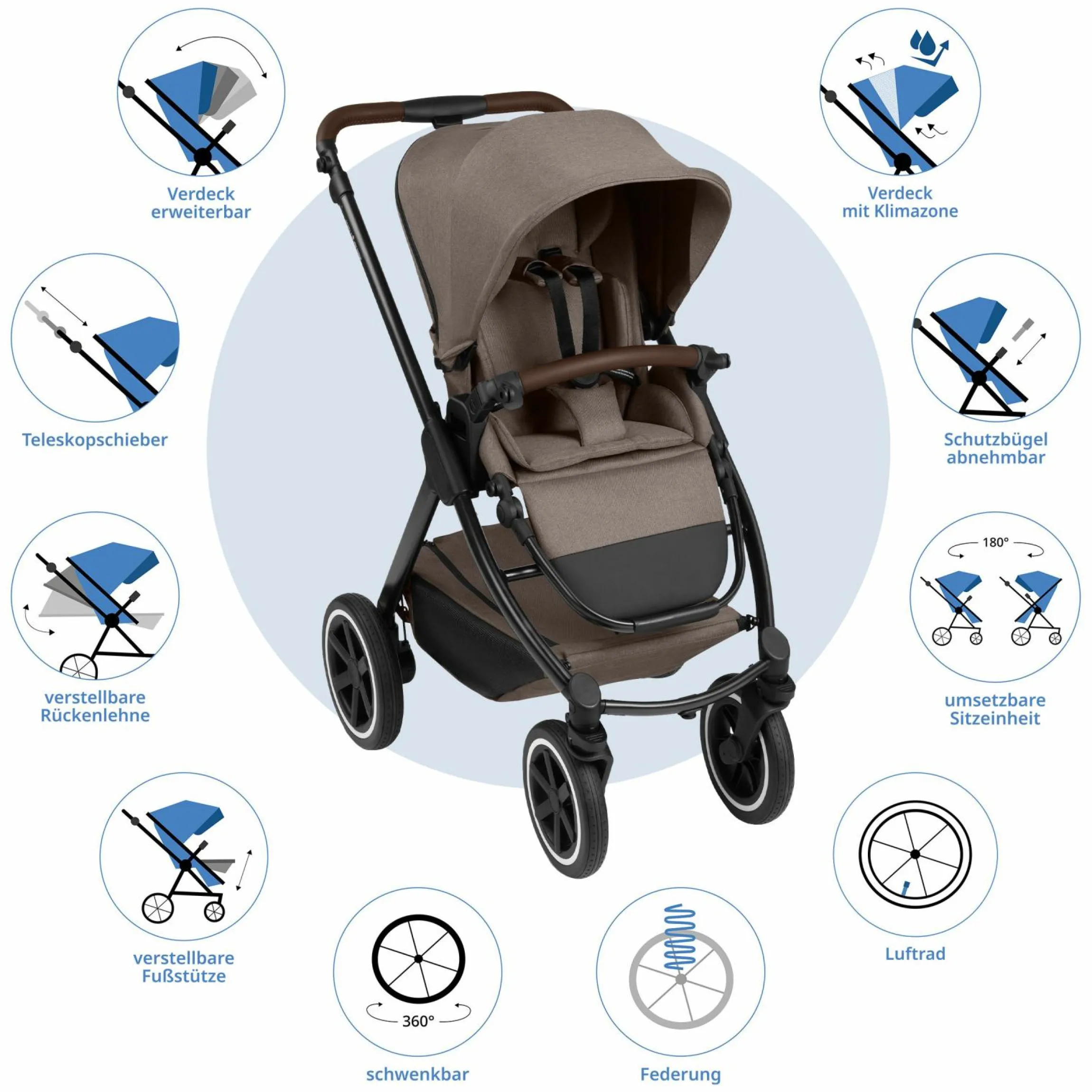 3in1 Kombi-Kinderwagen-Set Samba 2 All in One Set inkl. Maxi Cosi Pebble Pro2, Babywanne, Sportsitz, Adapter - Pure - Nature - Kollektion 2025