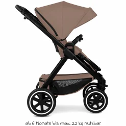 3in1 Kombi-Kinderwagen-Set Samba 2 inkl. Babywanne, Sportsitz, Babyschale Tulip, Adapter, Insektenschutz & Regenschutz - Dark Beige