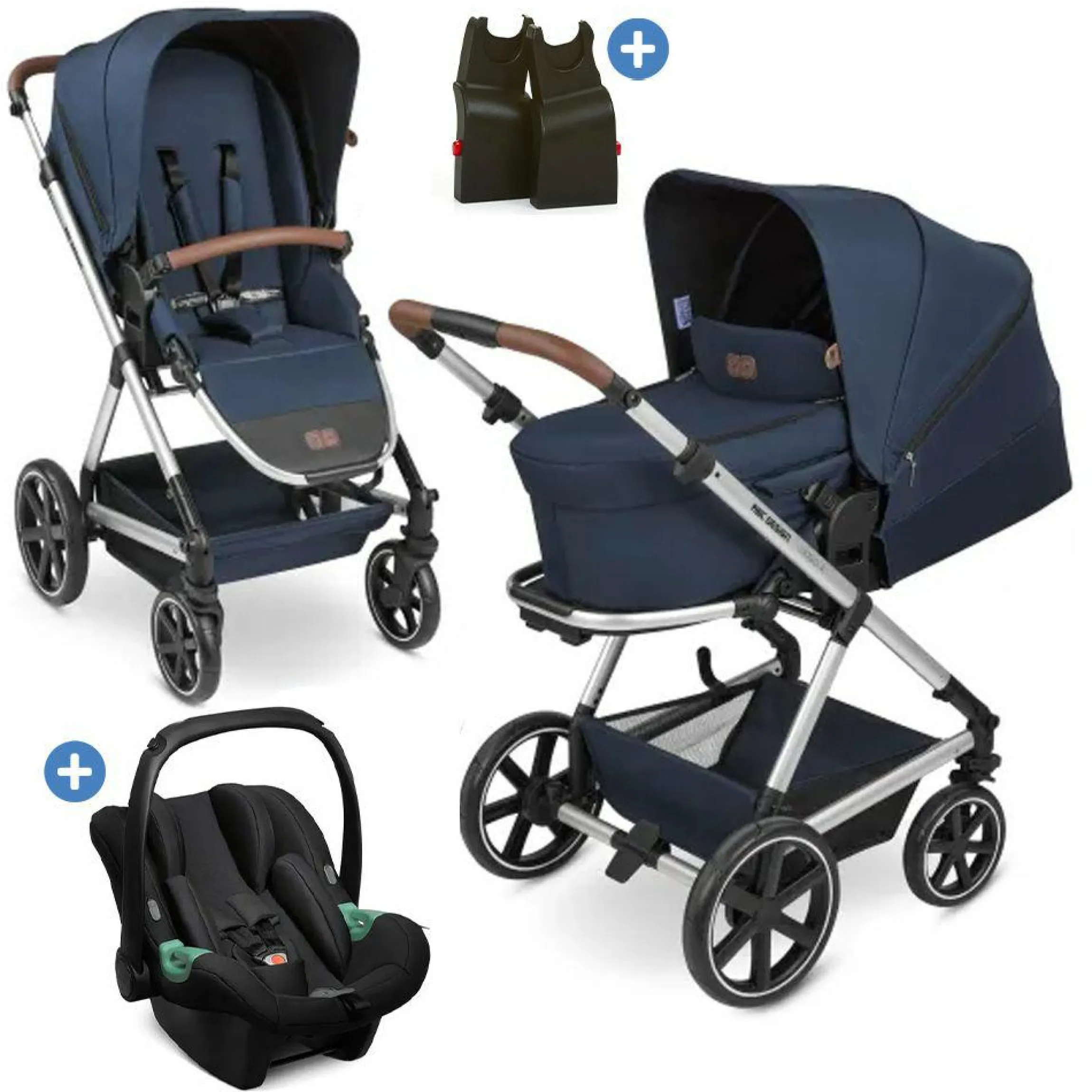 3in1 Kombi-Kinderwagen-Set Timbo 4 mit Babywanne, Sportsitz, Babyschale Tulip & Adapter - Ocean