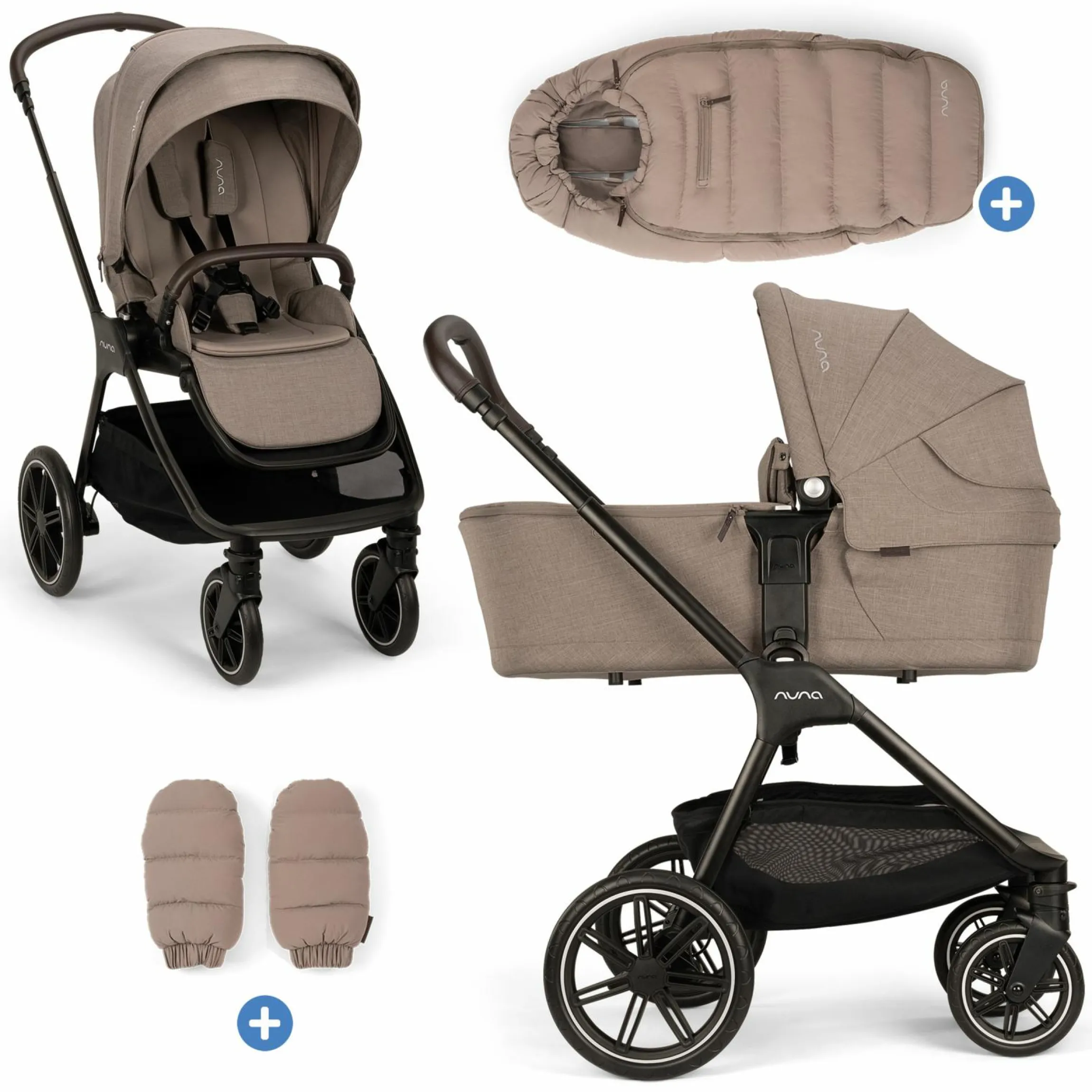 2in1 Kombi-Kinderwagen-Set Triv Lx All-in-One-Set bis 22 kg mit Baybwanne, Teleskopschieber, Regenschutz, Adapter, Fußsack & Handschuhe - Cedar