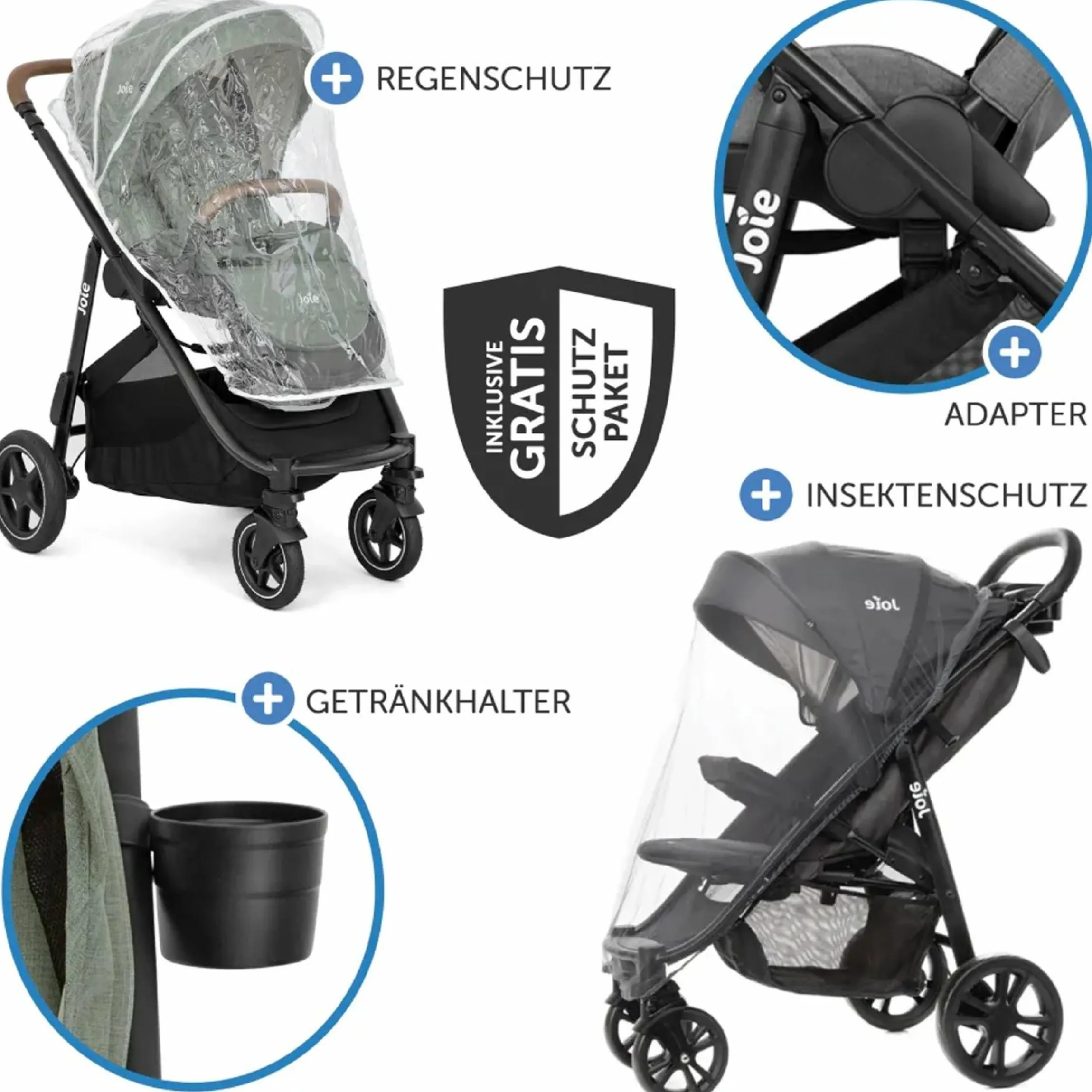 2in1 Kombi-Kinderwagen-Set Versatrax bis 22 kg belastbar mit Babywanne Ramble XL, Schnullerkette, Adapter & Zubehörpaket - Laurel